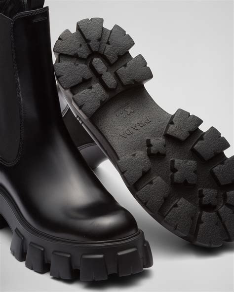 prada monolith brushed leather boots.